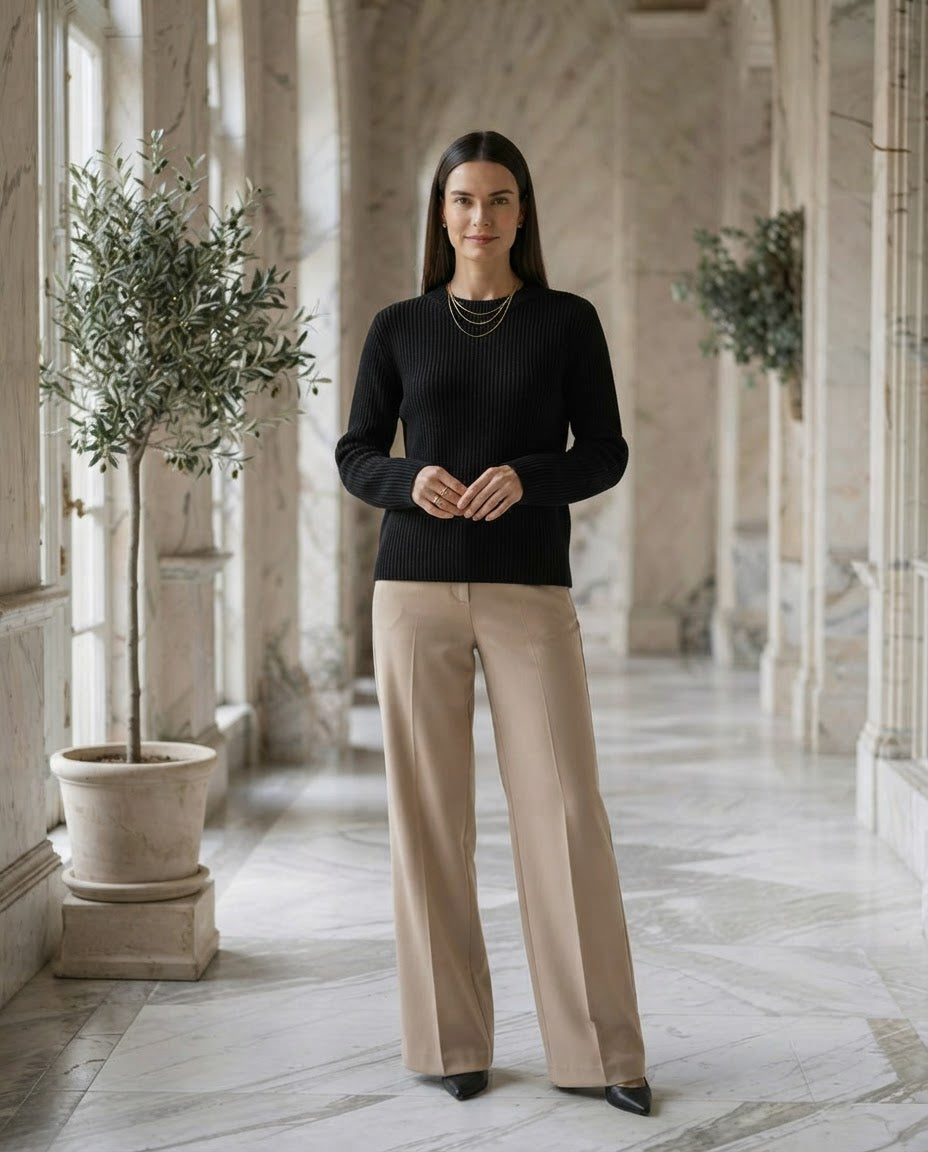 Ribbed Round Neck Sweater