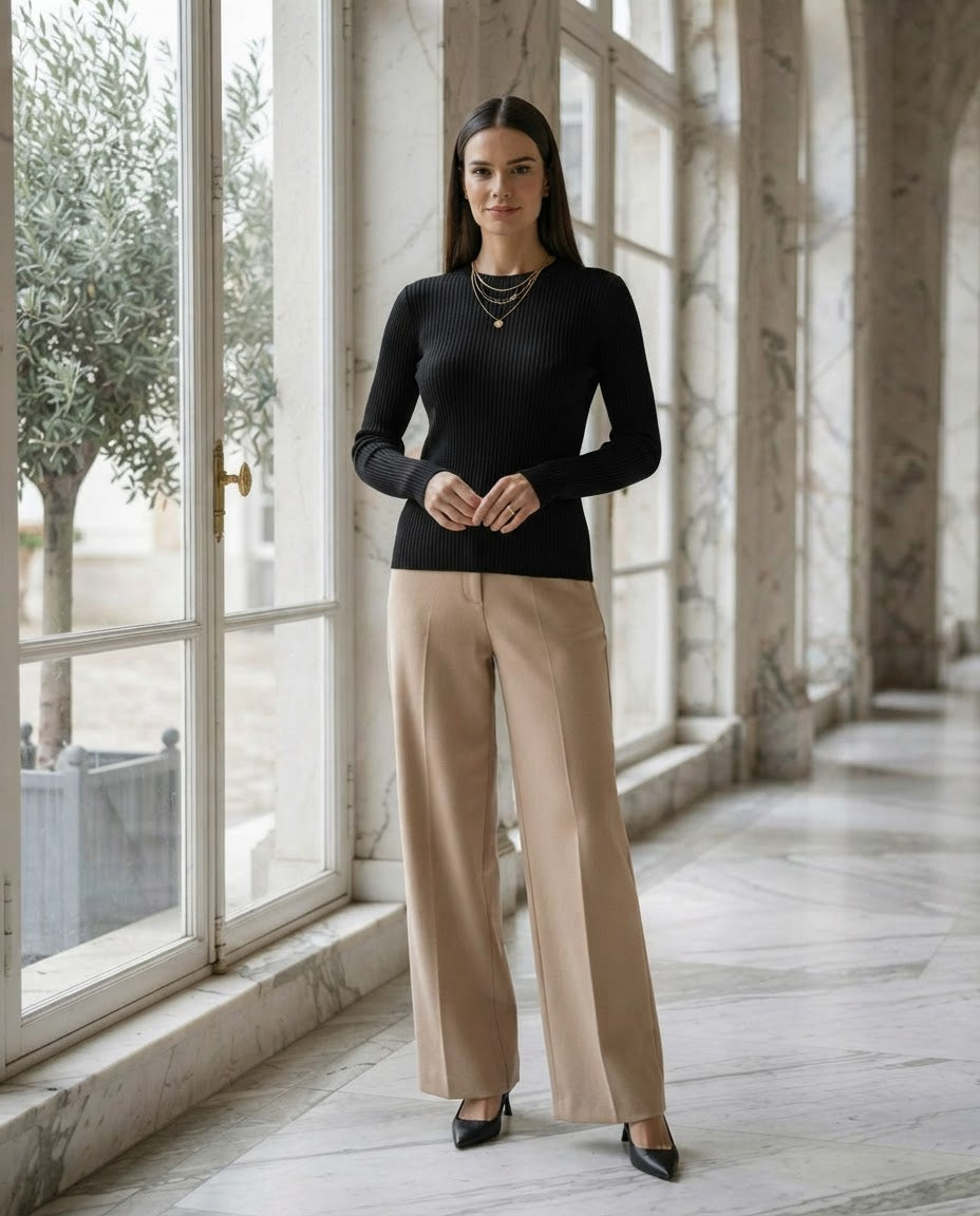 Ribbed Round Neck Sweater