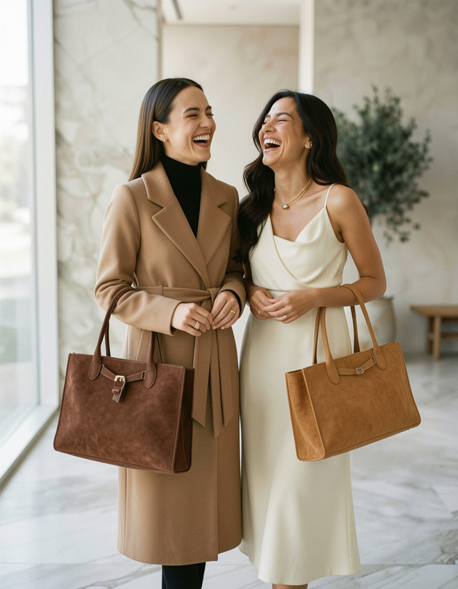 Suede Leather Large Handbag