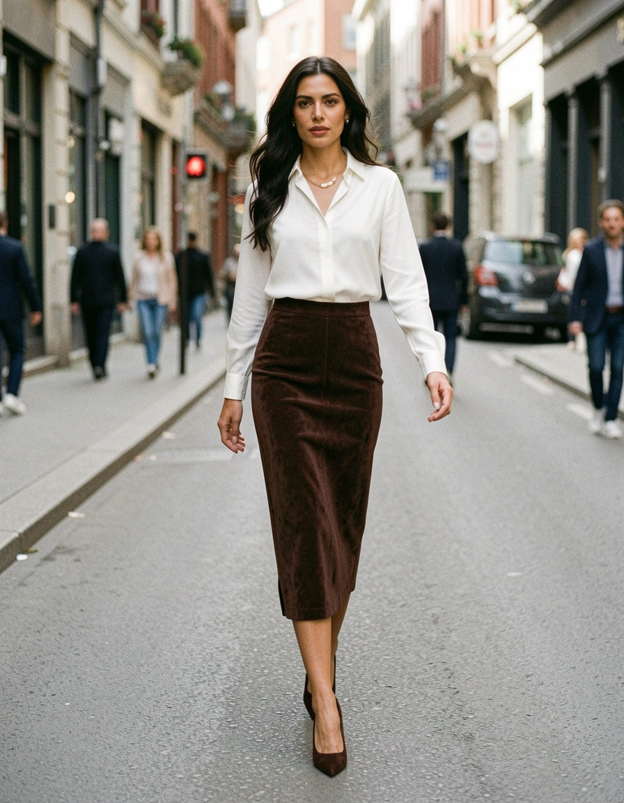 Suede Midi Skirt