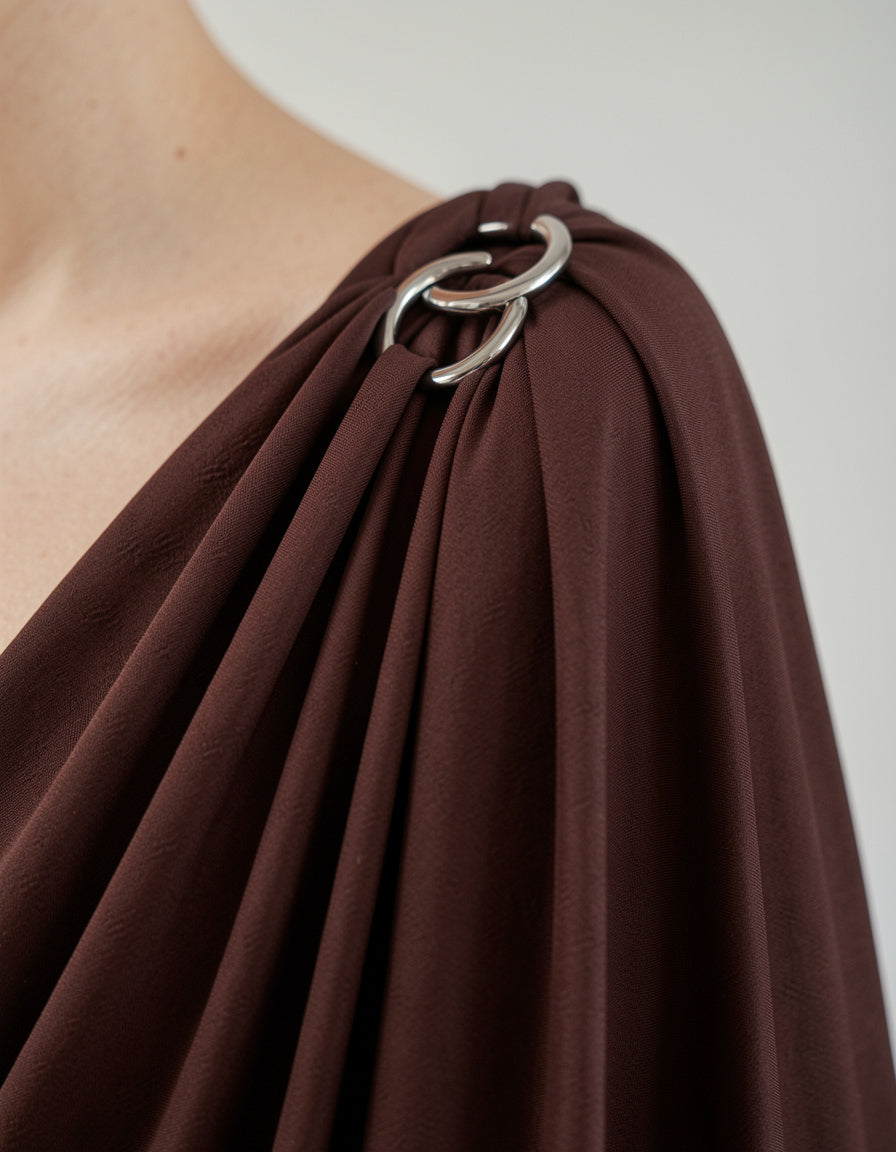 One-Shoulder Draped Maxi Dress