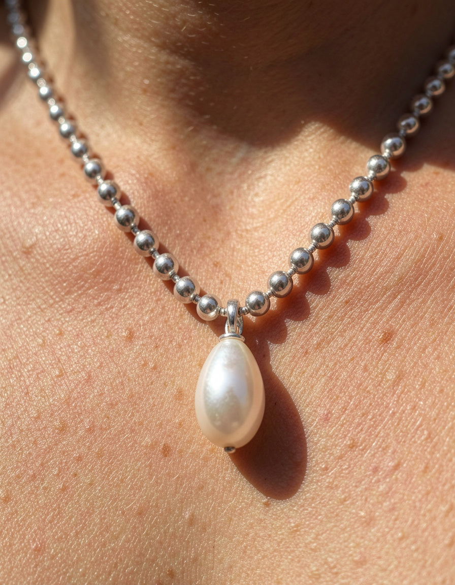 925 Sterling Silver Pearl Drop Necklace