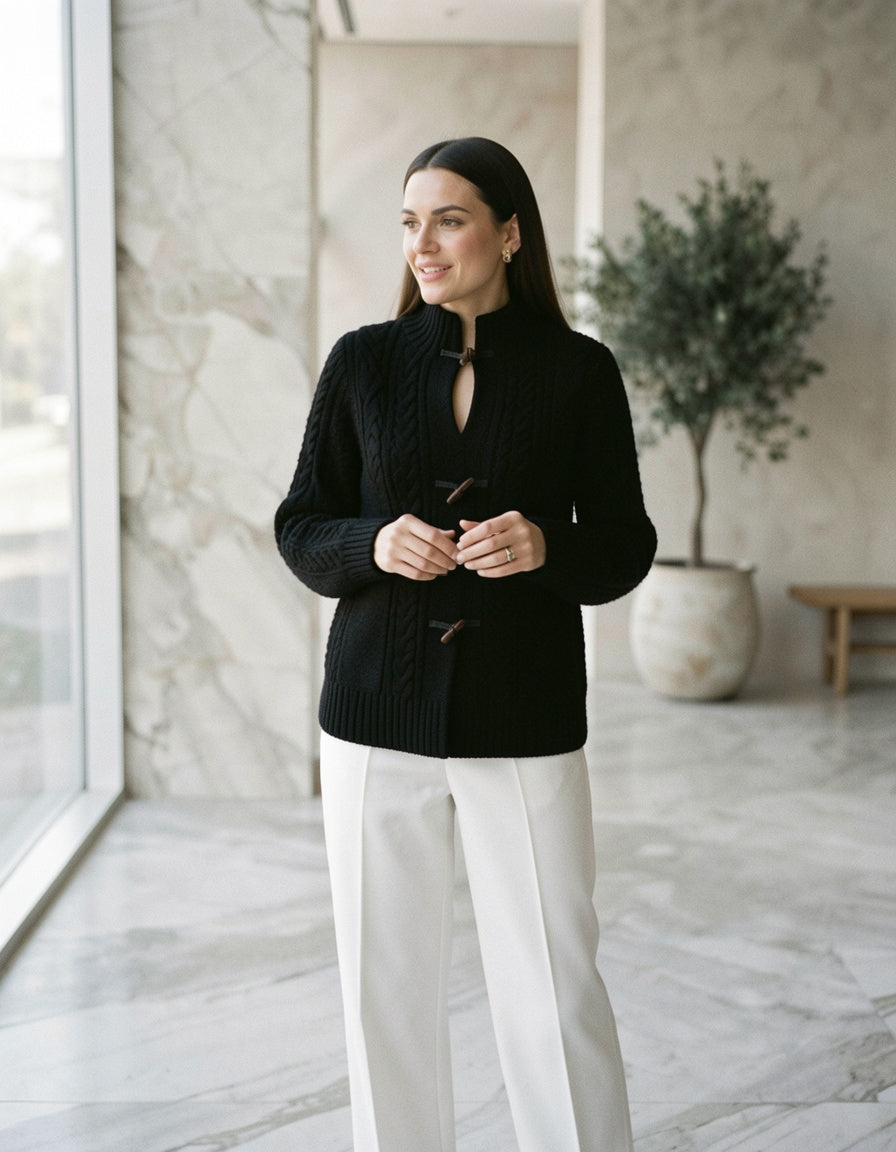 Keyhole Cable-Knit Sweater