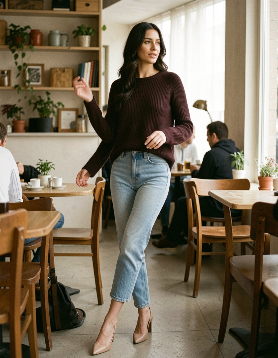 Ribbed Round Neck Sweater