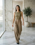 Sleeveless Striped Top & Wide Leg Pant Set