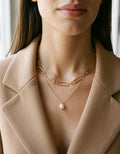 Freshwater Pearl Titanium Steel Double-Layered Necklace