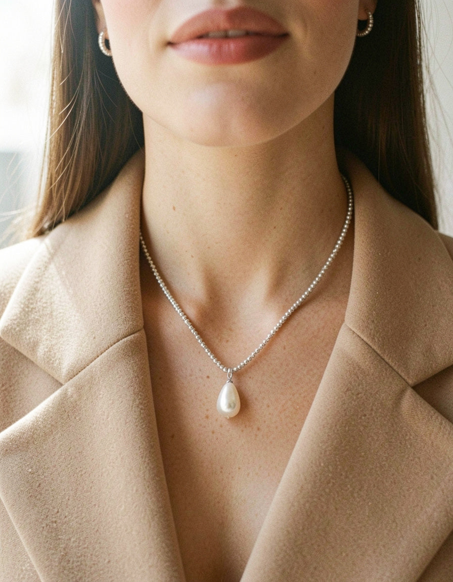 925 Sterling Silver Pearl Drop Necklace