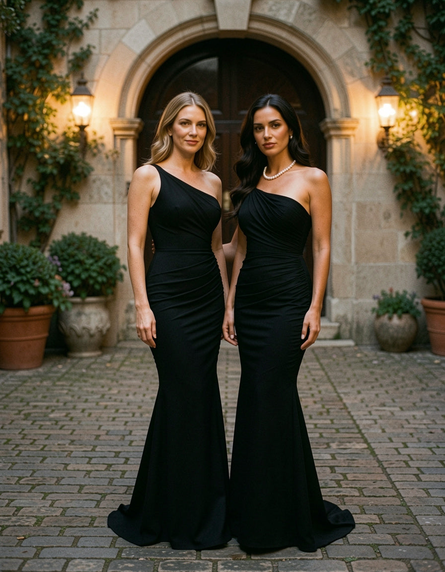 One-Shoulder Ruched Maxi Dress