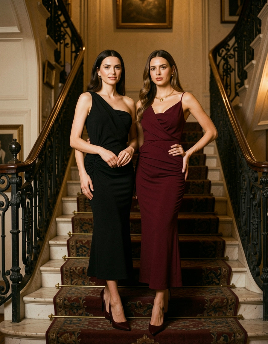 One-Shoulder Ruched Bodycon Maxi Dress