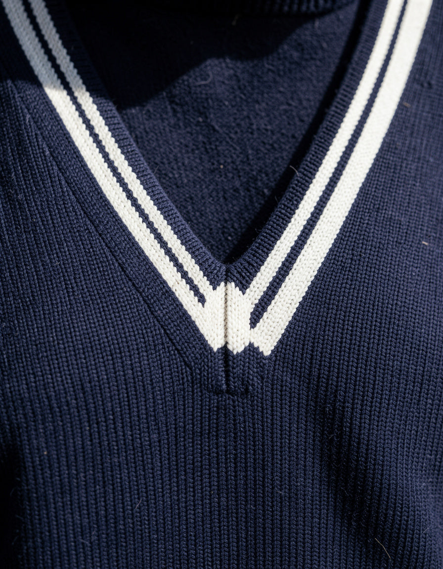 Contrast Striped V-Neck Sweater