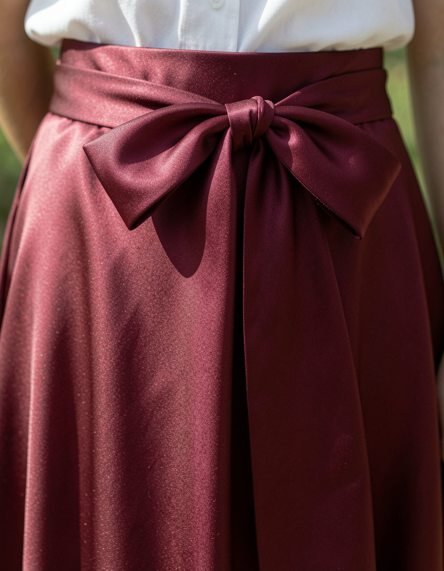 Satin A-Line Midi Skirt
