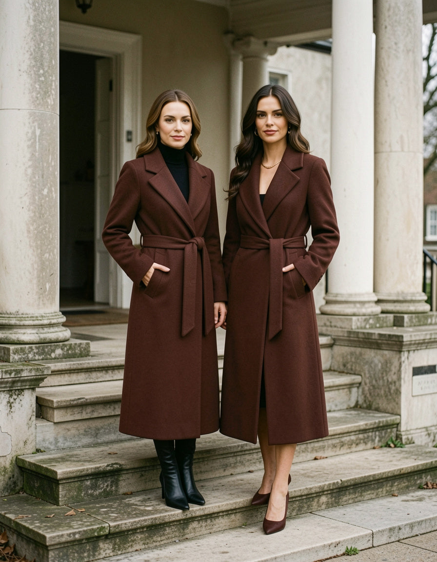 Chocolate brown longline coat styled two ways