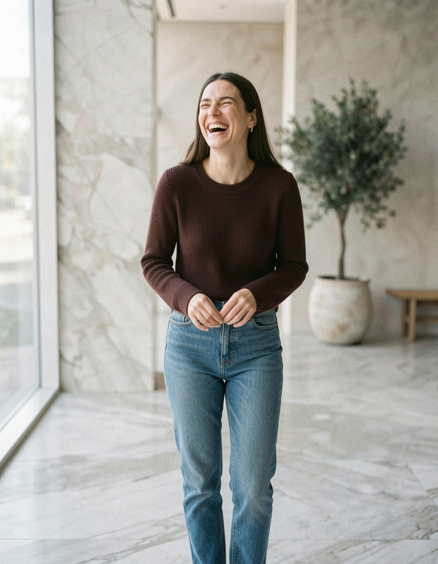 Ribbed Round Neck Sweater