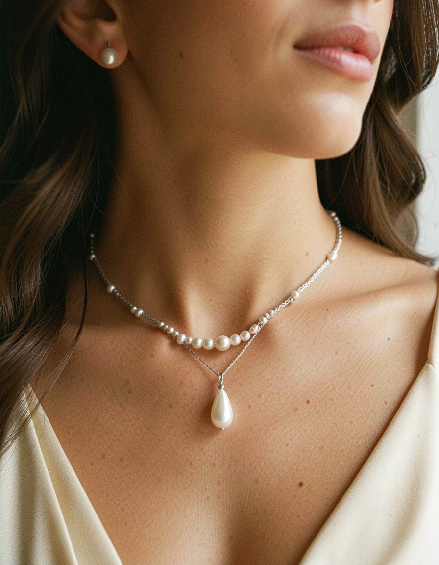 925 Sterling Silver Pearl Drop Necklace