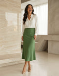 Solid Color Midi Skirt