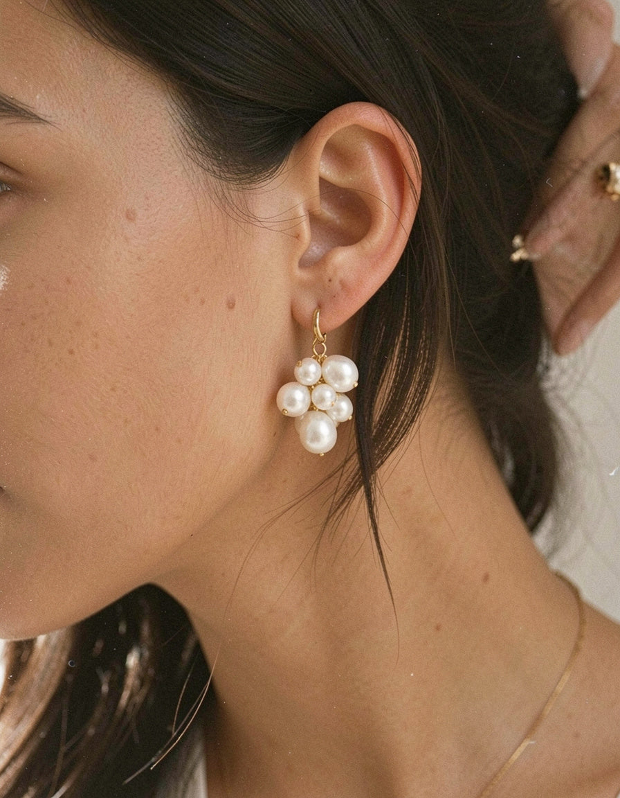Pearl Cluster Dangle Earrings
