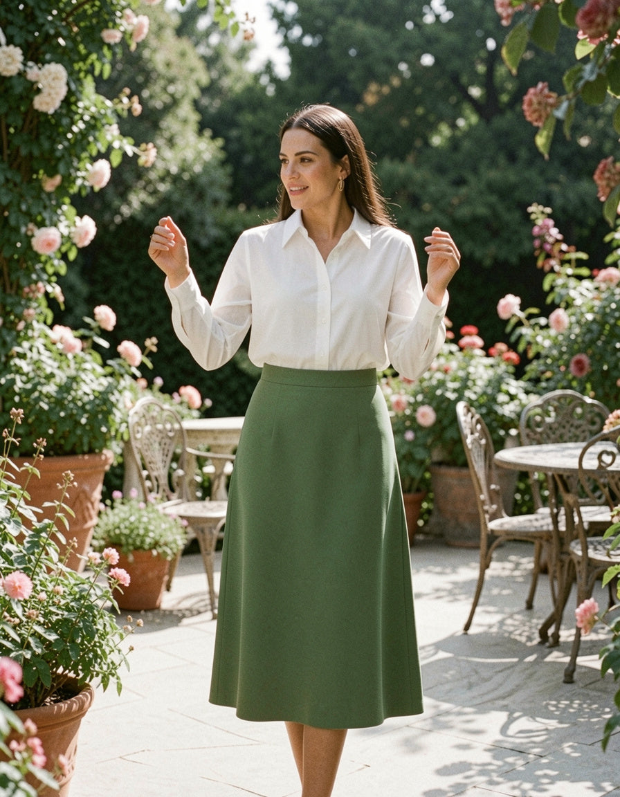 Solid Color Midi Skirt