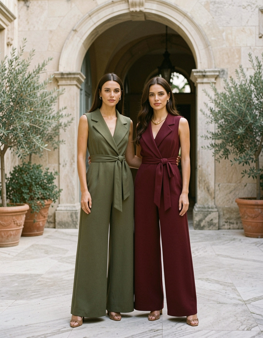 Sleeveless Wide-Leg Tie-Waist Jumpsuit