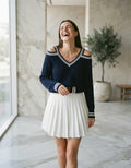 Contrast Striped V-Neck Sweater