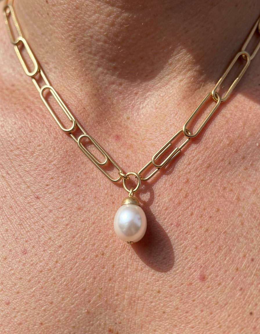 Freshwater Pearl Titanium Steel Double-Layered Necklace