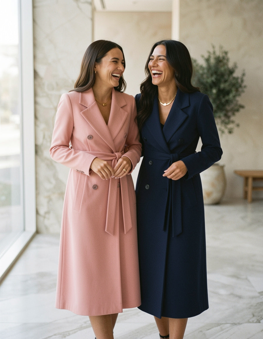 Double-Breasted Pleated Blazer Dress