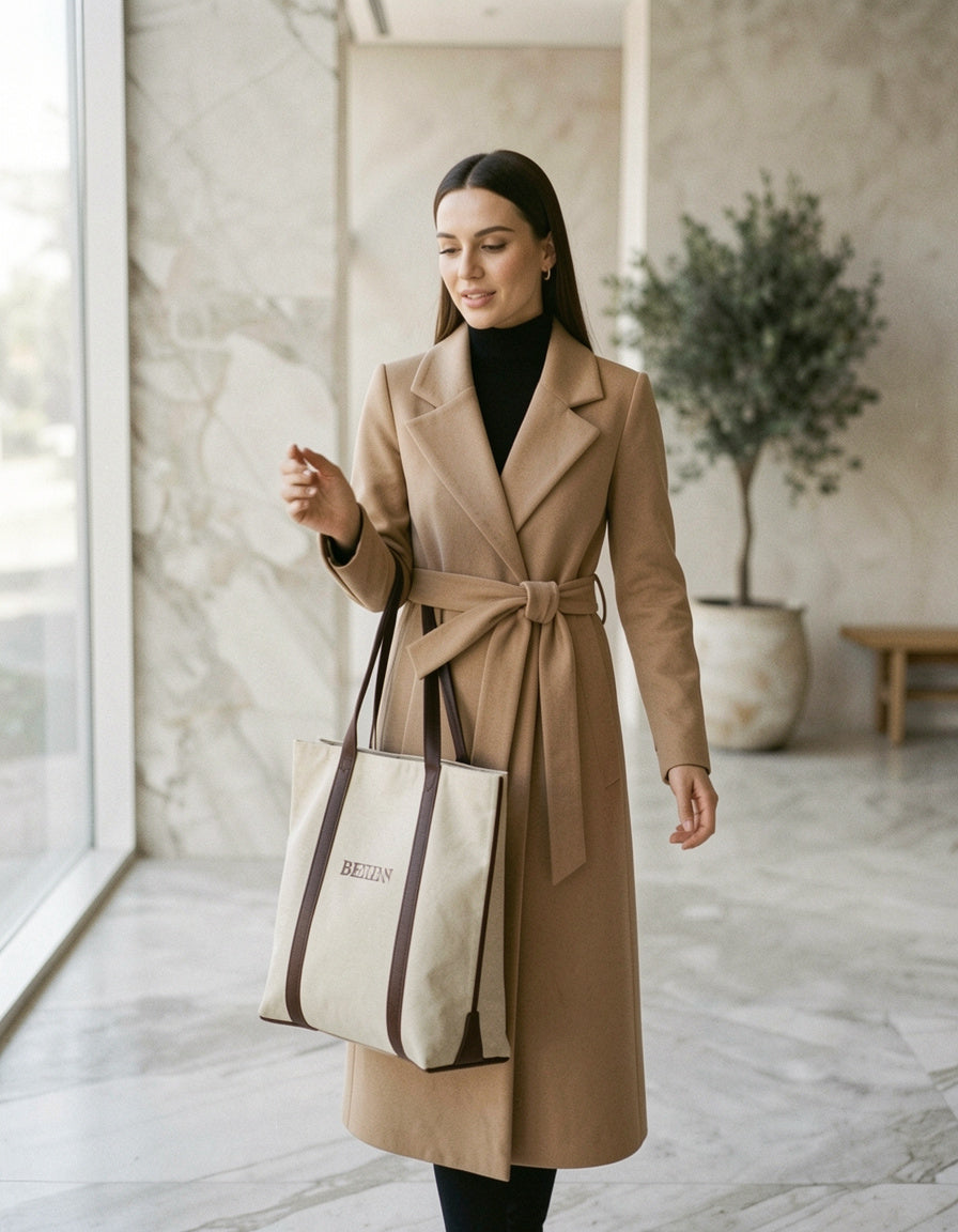 Contrast Strap Tote Bag