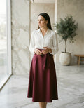 Satin A-Line Midi Skirt