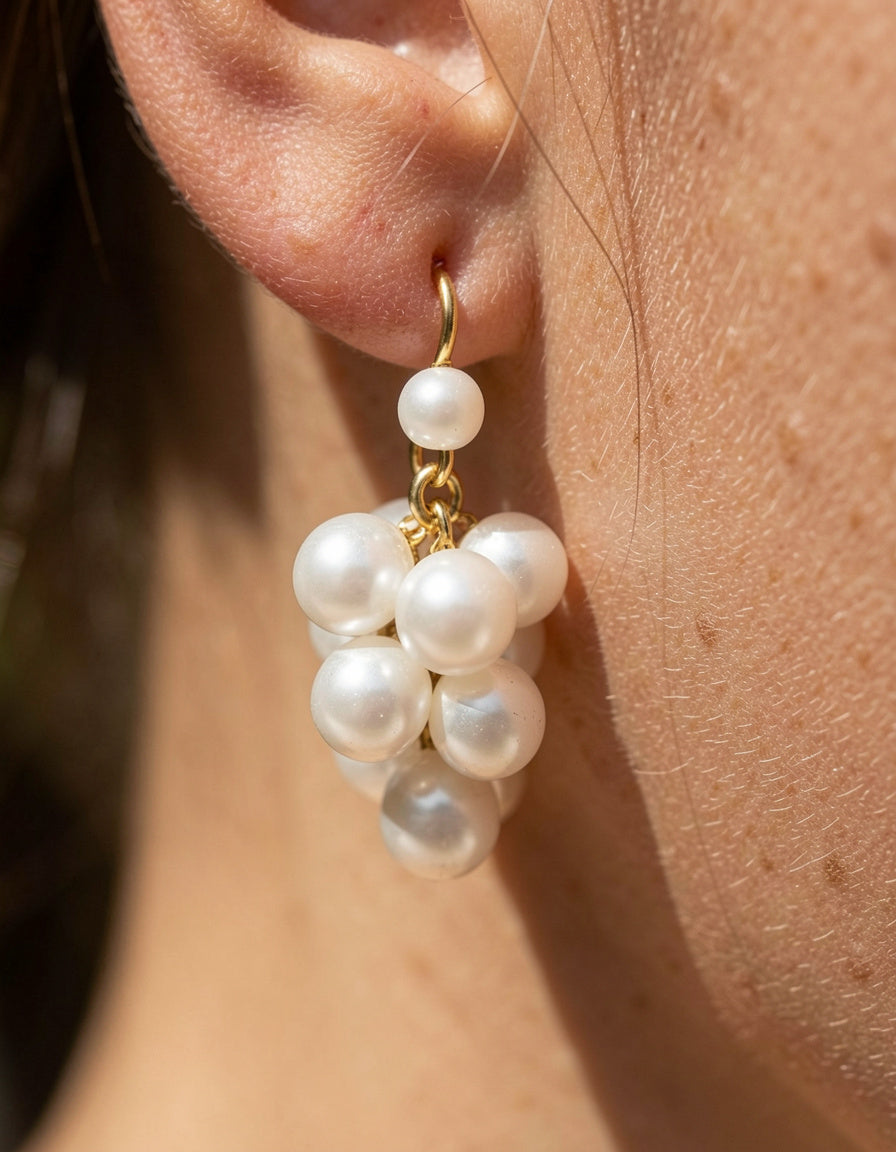 Pearl Cluster Dangle Earrings