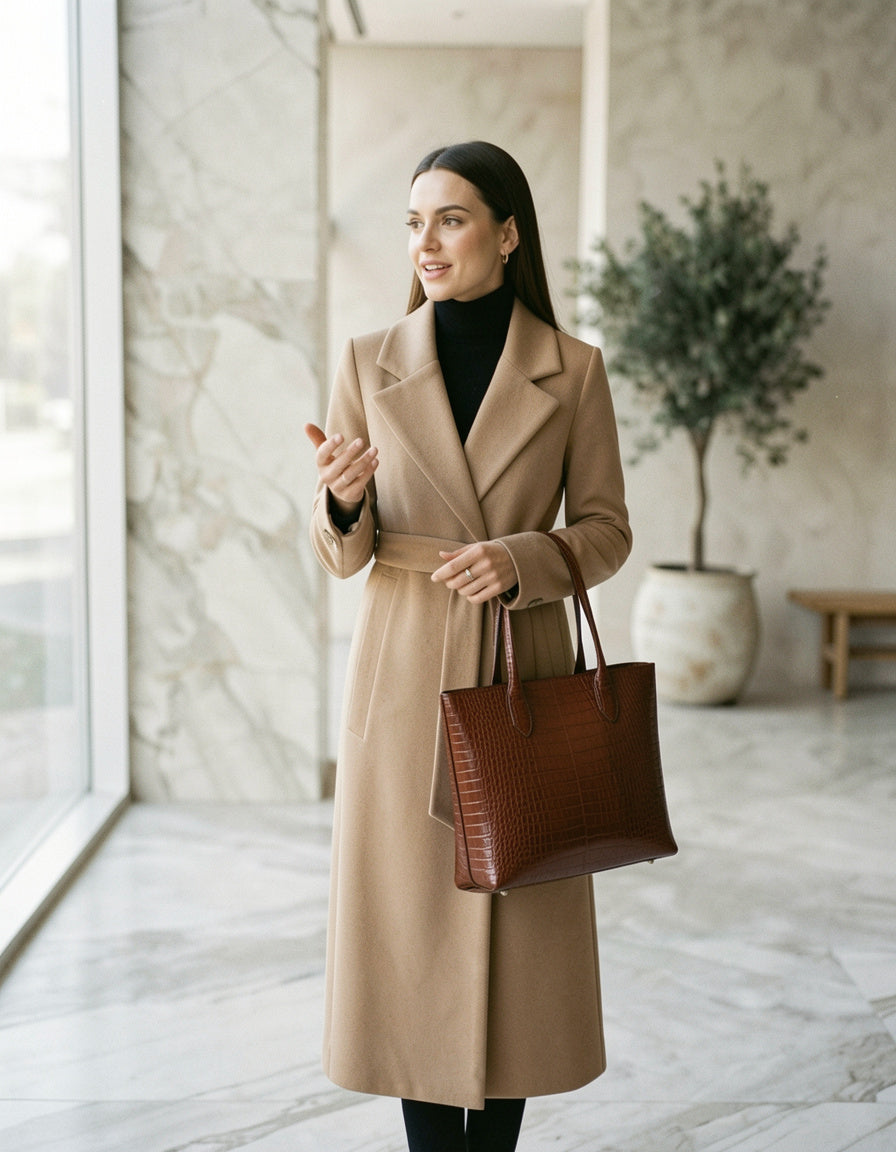 Crocodile-Embossed Shoulder Bag