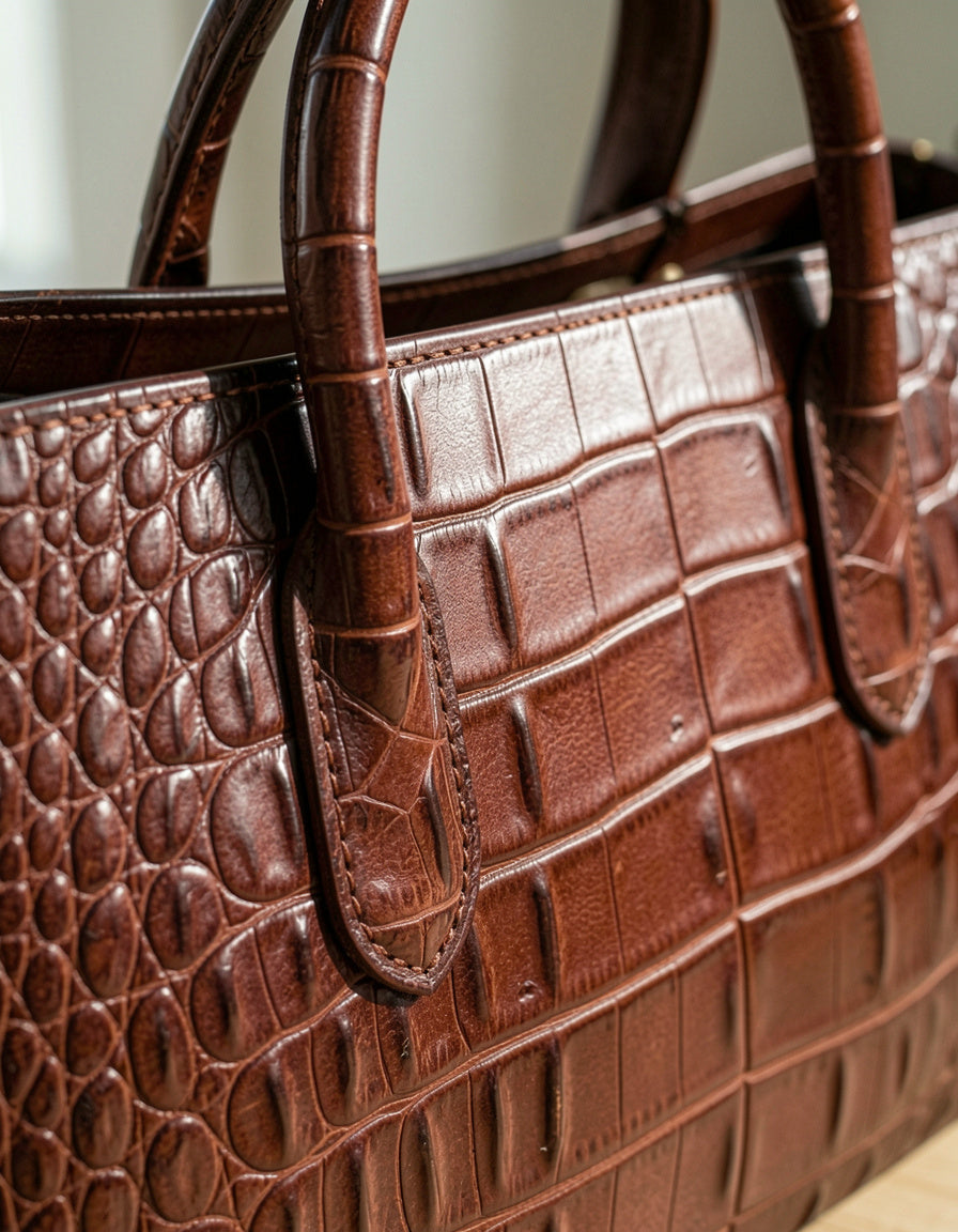 Crocodile-Embossed Shoulder Bag