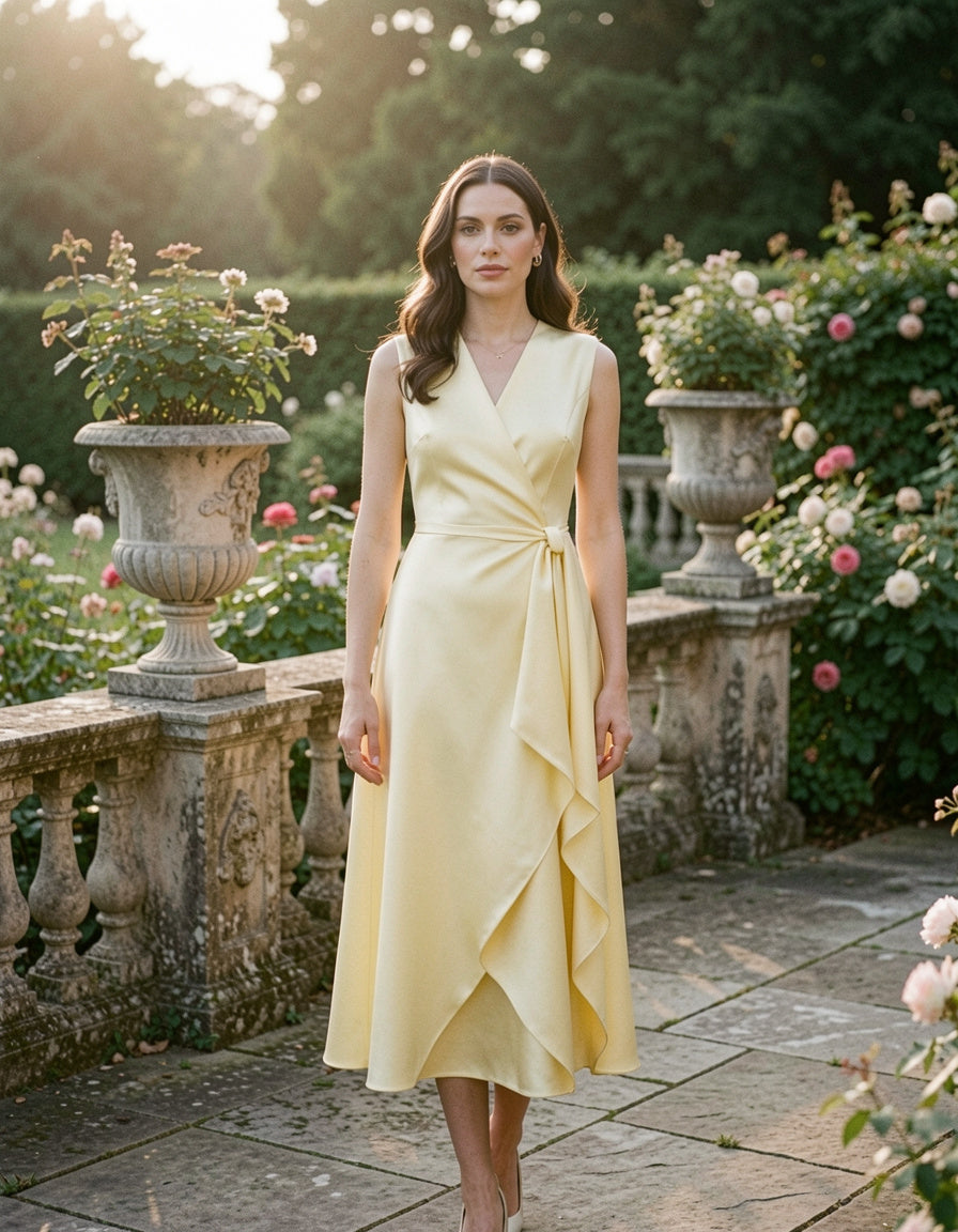 Satin Asymmetrical Midi Dress