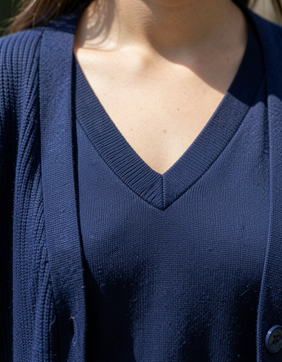 V-Neck Top & Cardigan & Pants Three-Piece Set